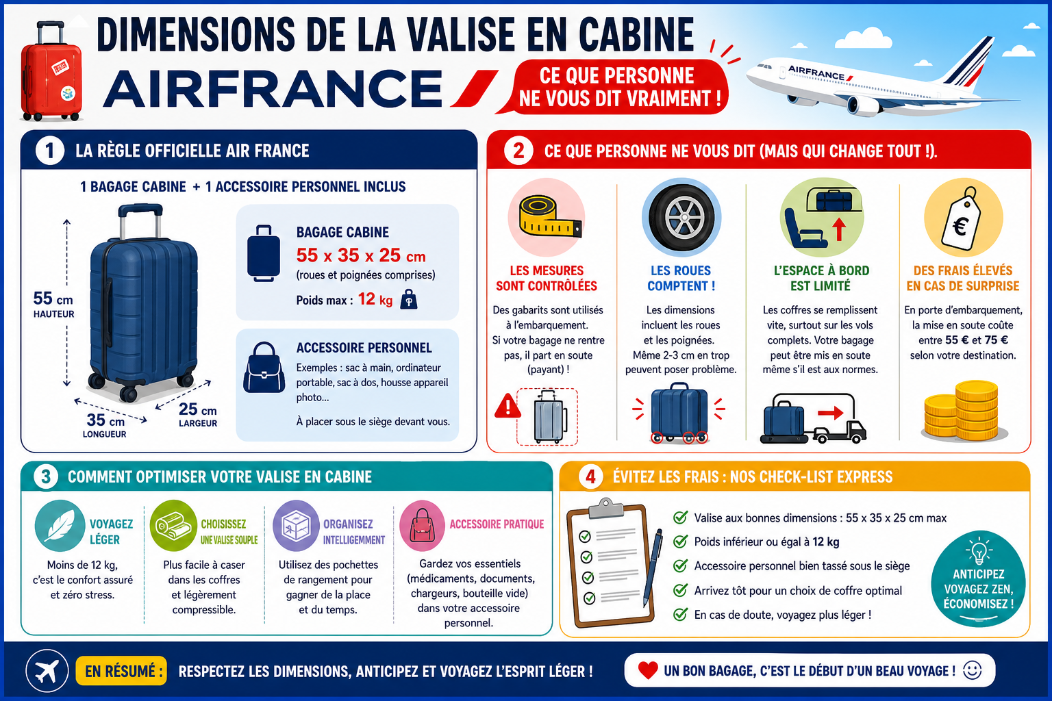 Infographie : Dimensions de la valise en cabine Air France : ce que personne ne vous dit vraiment
