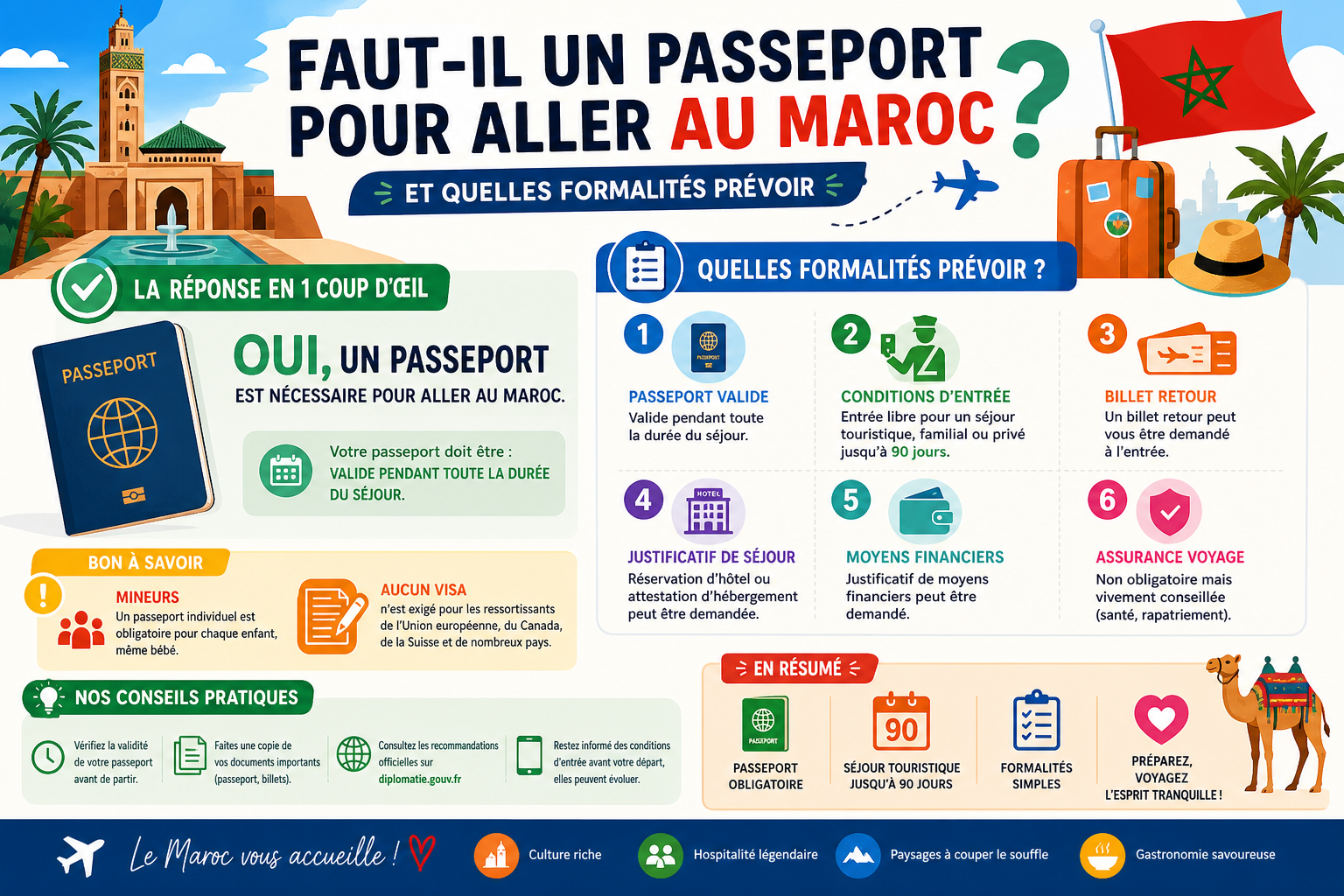 Infographie : Faut-il un passeport pour aller au Maroc et quelles formalités prévoir ?