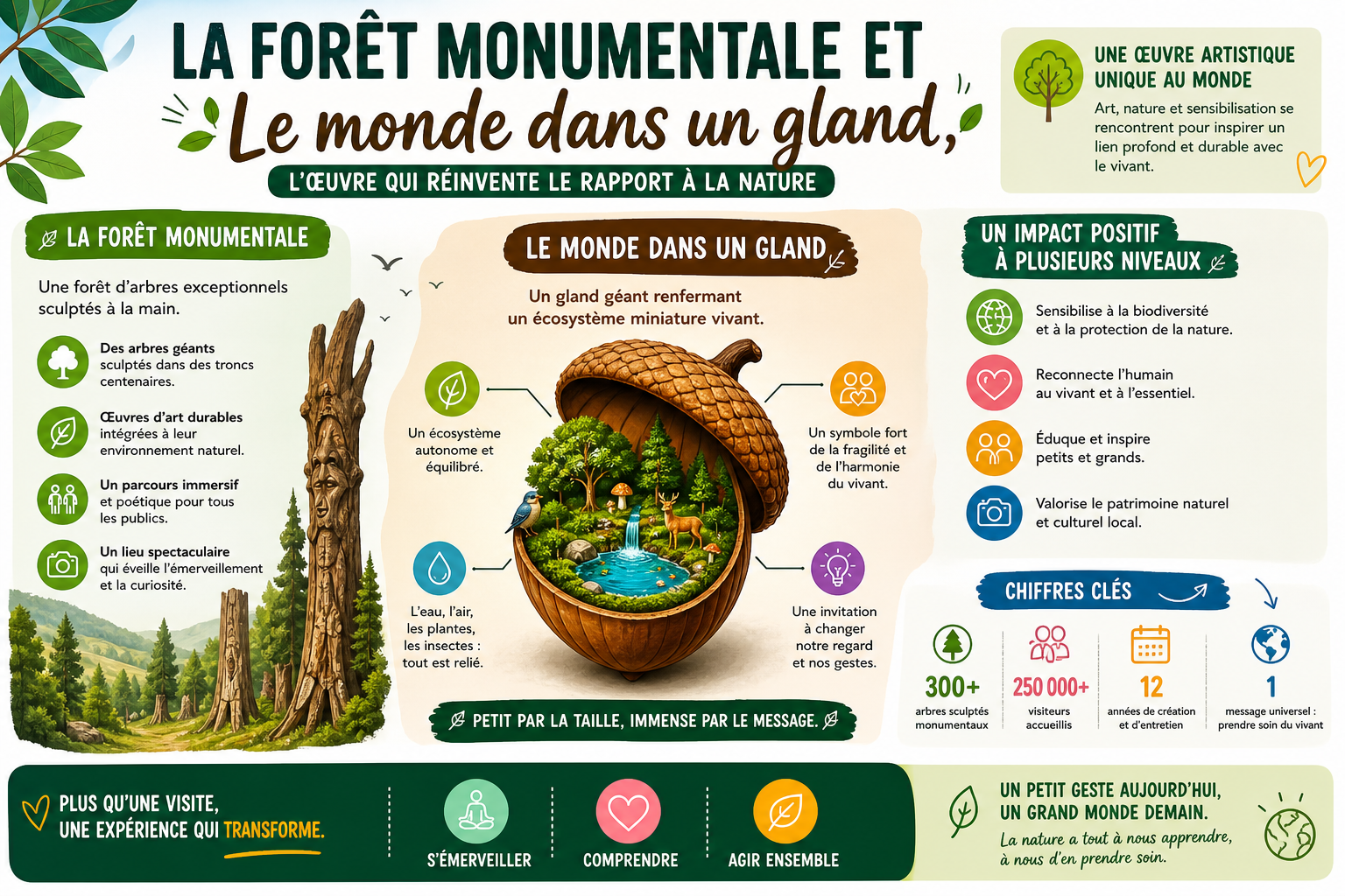 Infographie : La forêt monumentale et Le monde dans un gland, l'œuvre qui réinvente le rapport à la nature