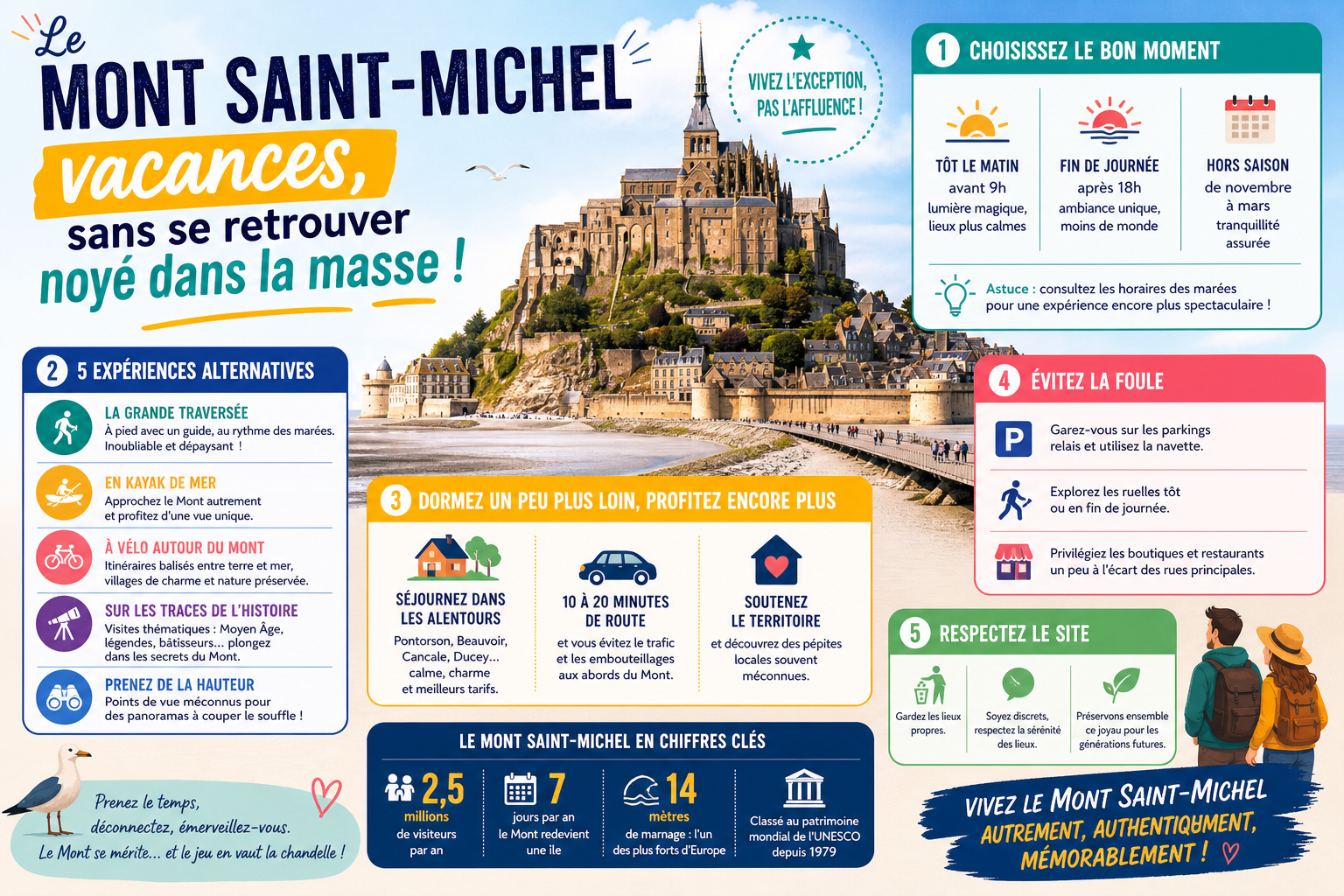 Infographie : Le mont saint michel vacances, sans se retrouver noyé dans la masse