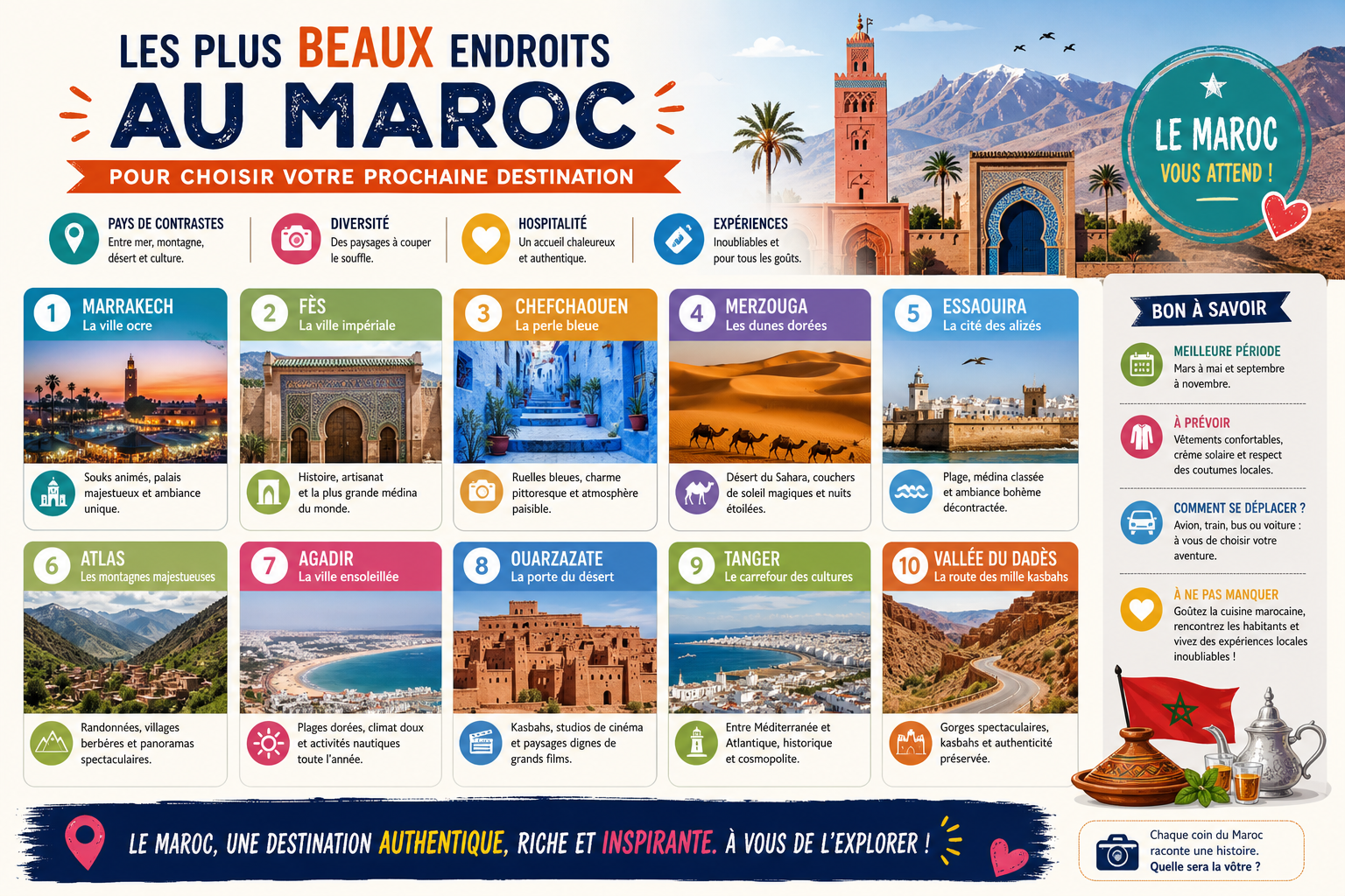 Infographie : Les plus beaux endroits au Maroc pour choisir votre prochaine destination