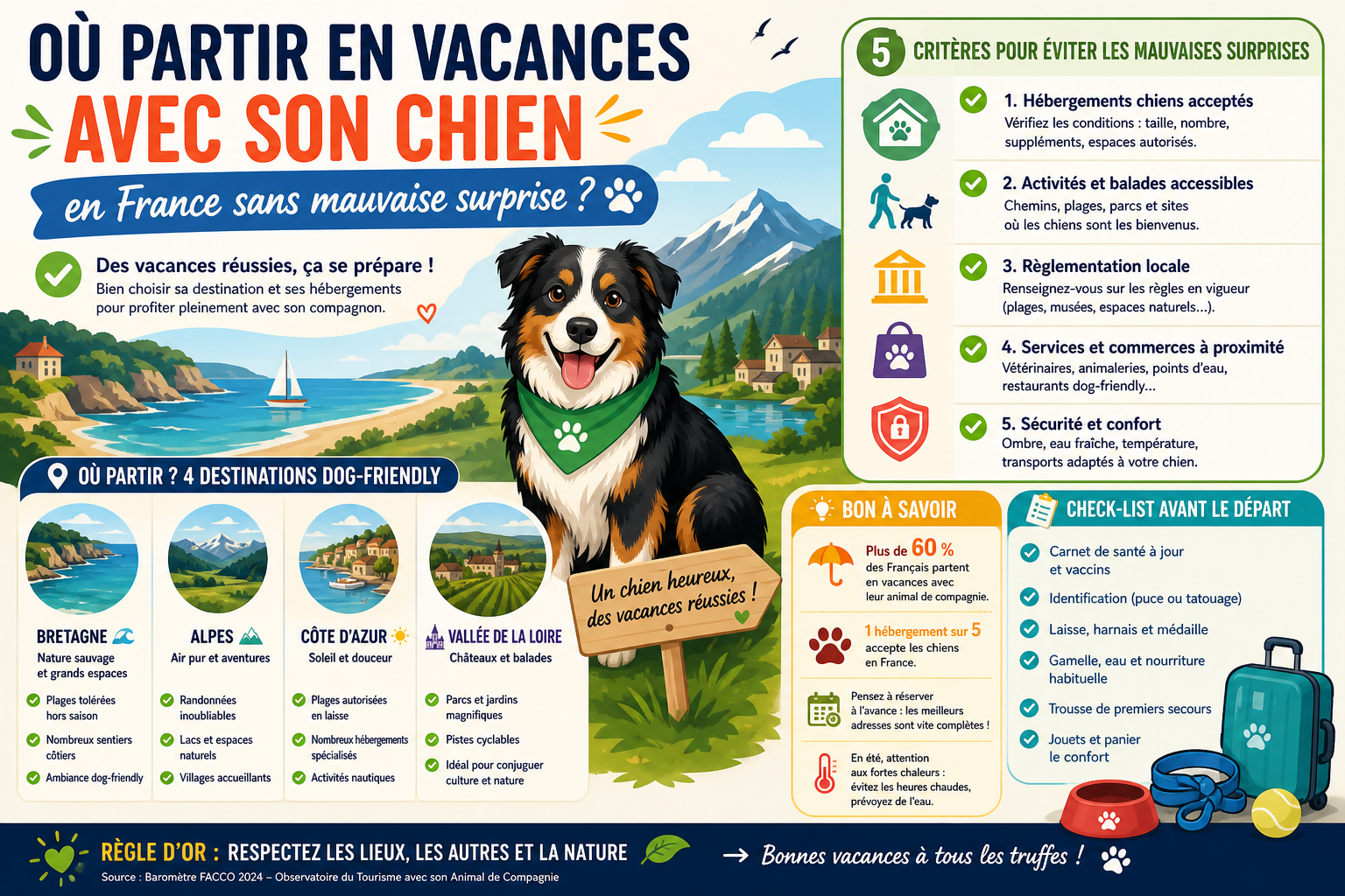 Infographie : Où partir en vacances avec son chien en France sans mauvaise surprise ?