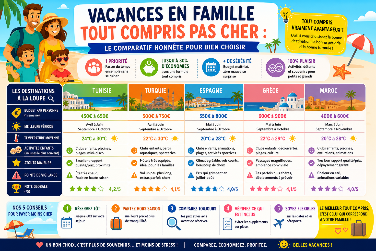 Infographie : Vacances en famille tout compris pas cher : le comparatif honnête pour bien choisir