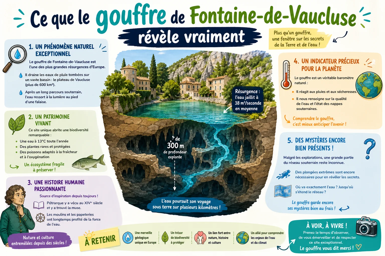 Infographie — Ce que le gouffre de Fontaine-de-Vaucluse révèle vraiment