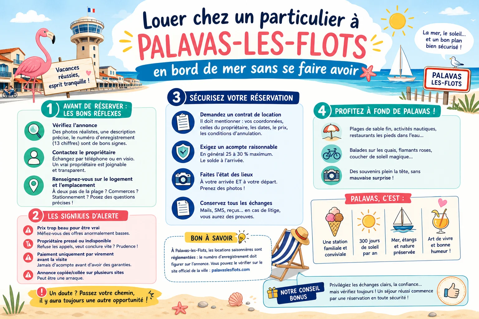 Infographie — Louer chez un particulier à Palavas-les-Flots en bord de mer sans se faire avoir
