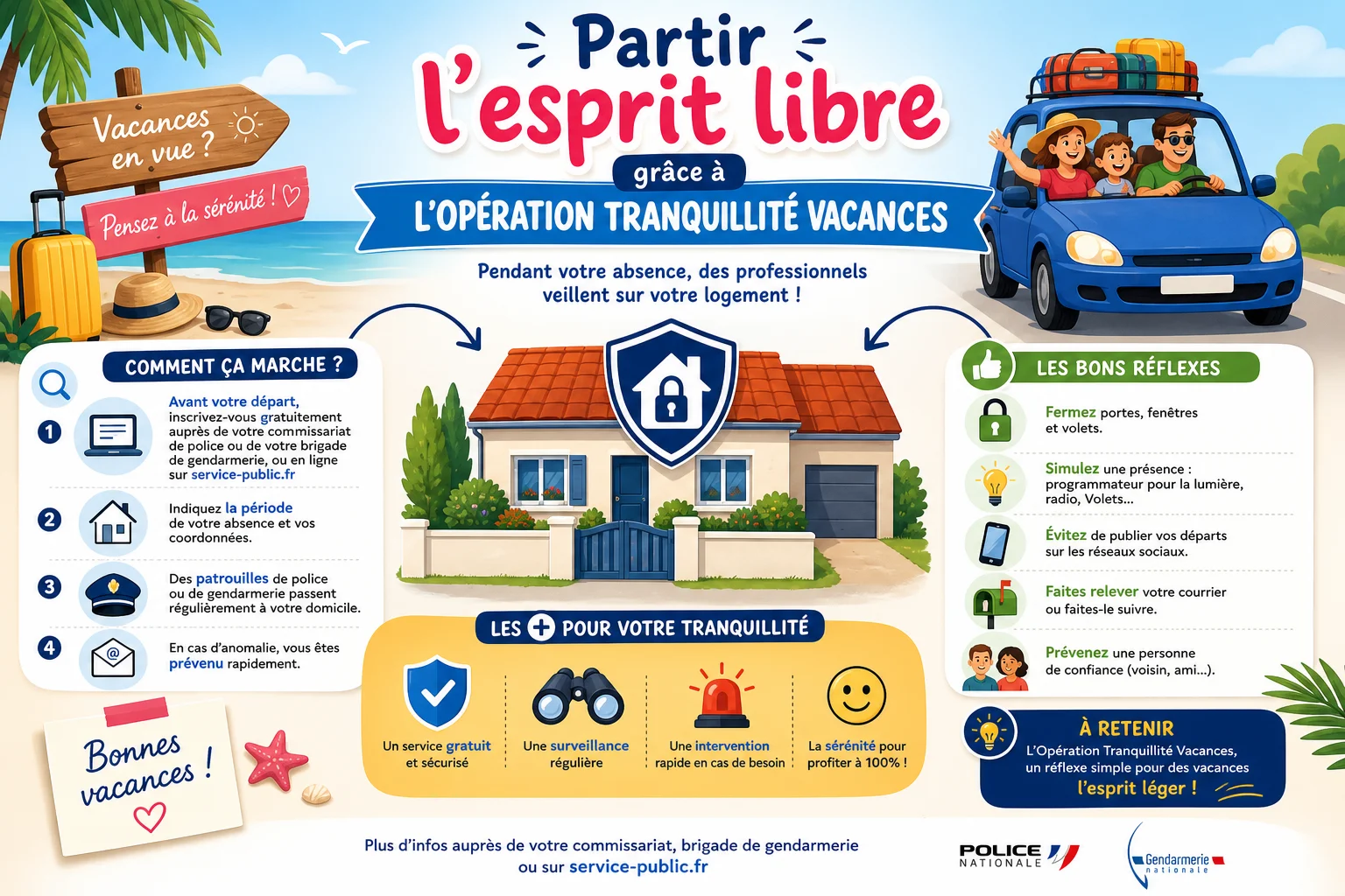 Infographie — Partir l'esprit libre grâce à l'opération tranquillité vacances