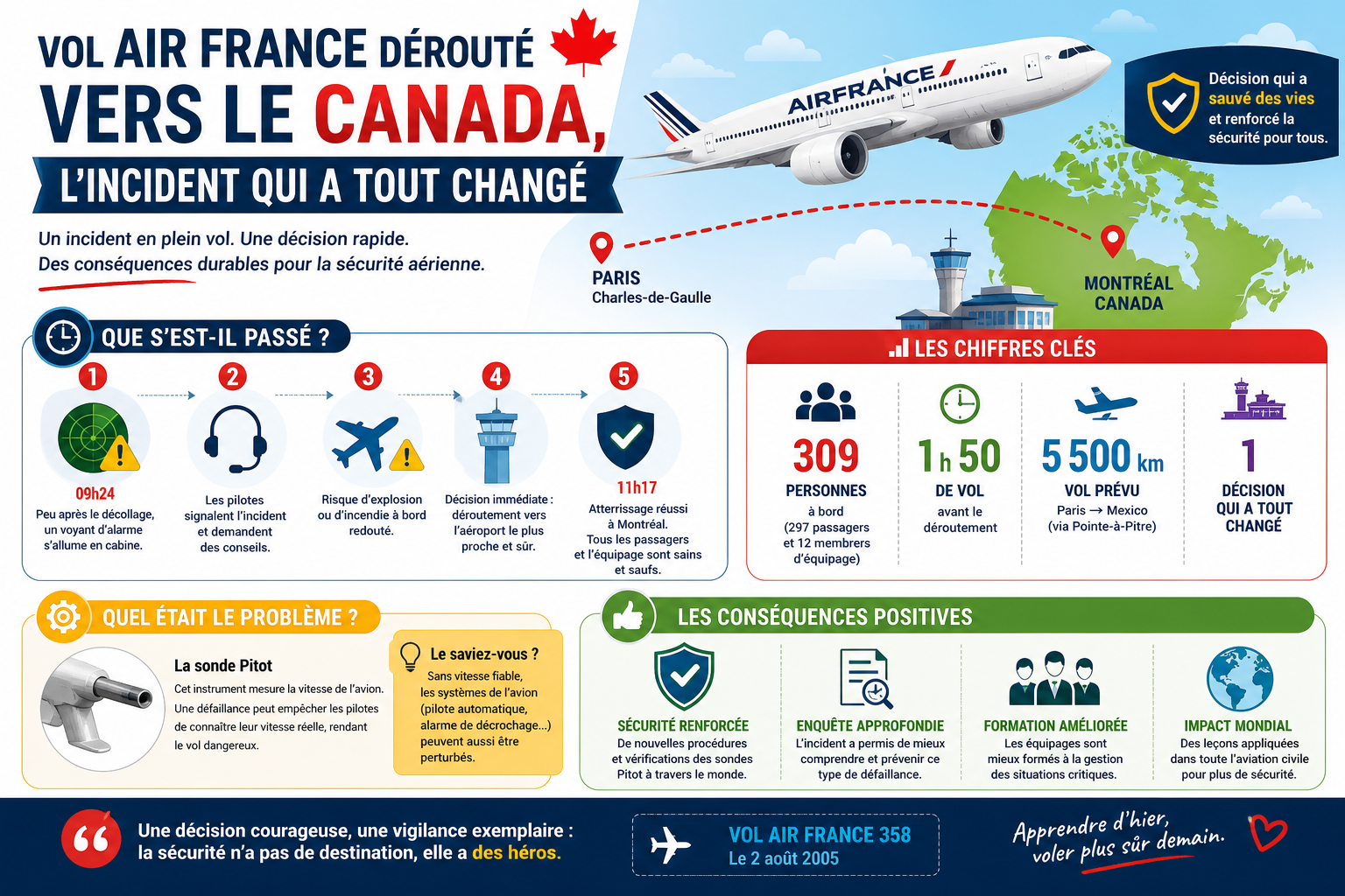 Infographie : Vol Air France dérouté vers le Canada, l'incident qui a tout changé