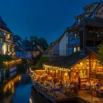 Vue aérienne du centre-ville de Saverne et ses rues commerçantes en Alsace