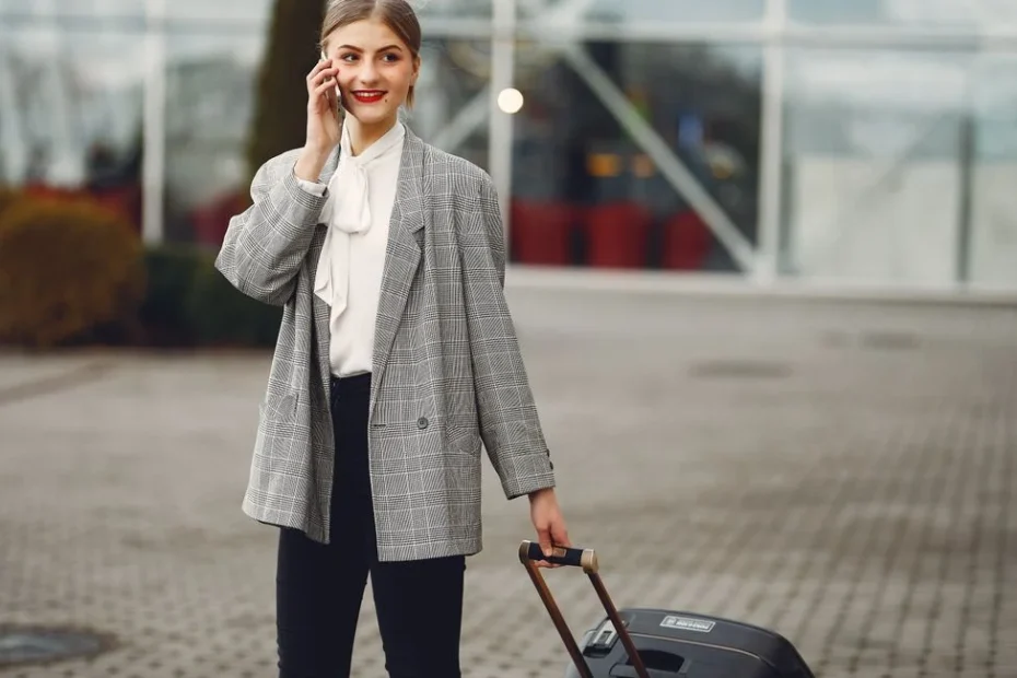 Femme examine son sac à main avant un embarquement avec enfants, aéroport